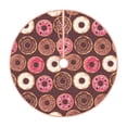 thumbnail image 2 of Halloween Christmas Tree Skirt - White Pink Brown Donut 36 Inches Christmas Tree Skirt for Halloween Holiday Indoor Home Christmas Tree Decorations with Three Ribbons, 2 of 7