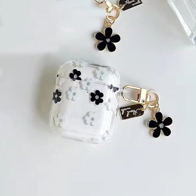 Funda para Airpods de 2.ª y 1.ª generación Funda protectora para auriculares con llavero Accesorios para Airpods compatibles con funda de carga para Airpods 2 y 1 (bl