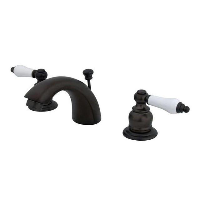Kingston Brass KB955PL Mini Widespread Lavatory Faucet & Retail Pop-Up & Metal Lever Handle Oil Rubbed Bronze
