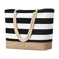 thumbnail image 2 of LEFXSMR Beach Bags for Women, Beach Bags Waterproof Sandproof with Striped Design, Portable Washable Tote Bag for Swim Pool & Outdoor Use, Black, 2 of 6