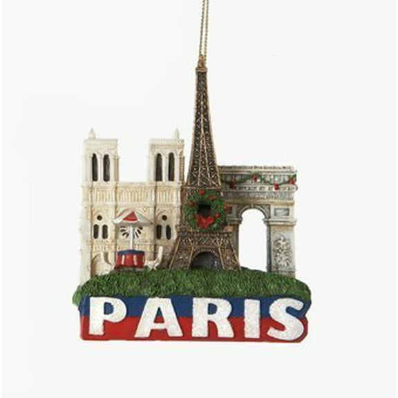 City-Souvenirs Paris Landmarks Christmas Ornament with Eiffel Tower, Arc de Triomphe and Notre Dame