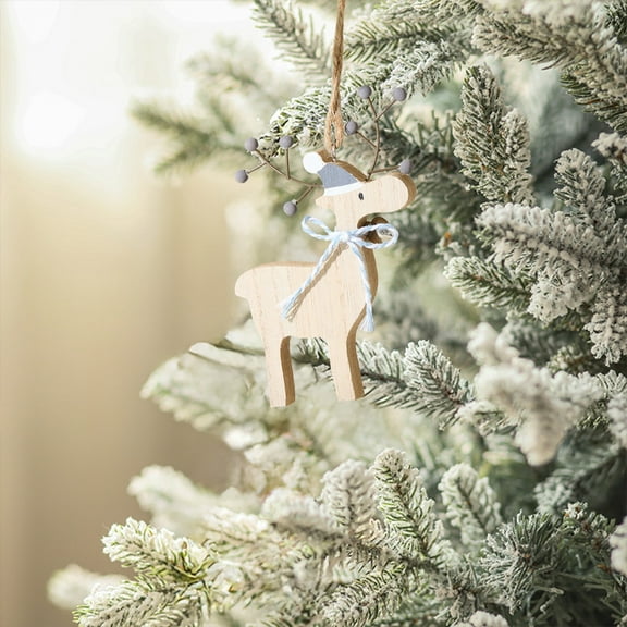 Peacheart Christmas Wooden Deer Ornaments Xmas Tree Hanging Decorations for Home DIY Crafts