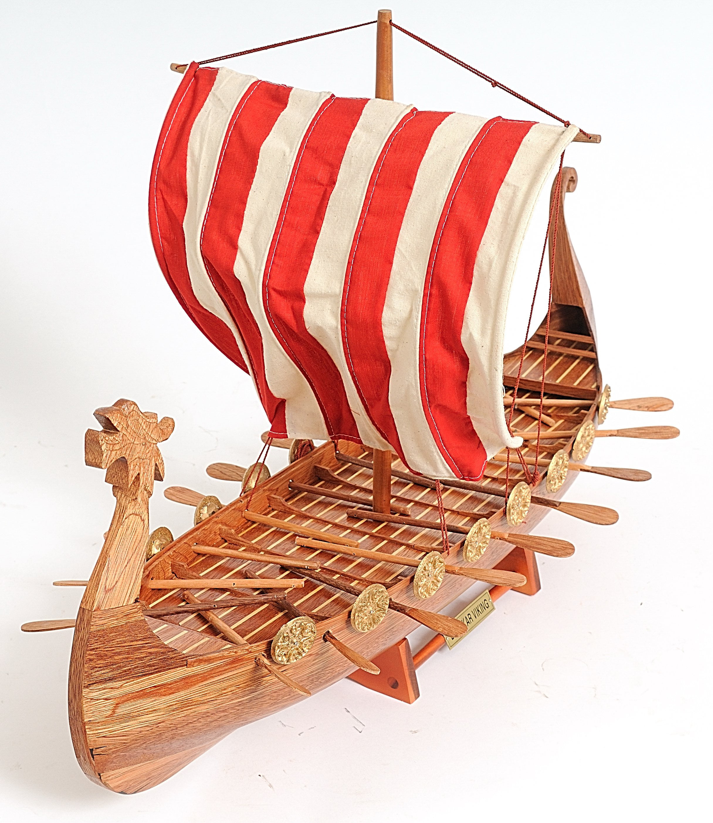 Drakkar Dragon Viking Longship Wooden Model Small 6" Built Ship Decoration New 
