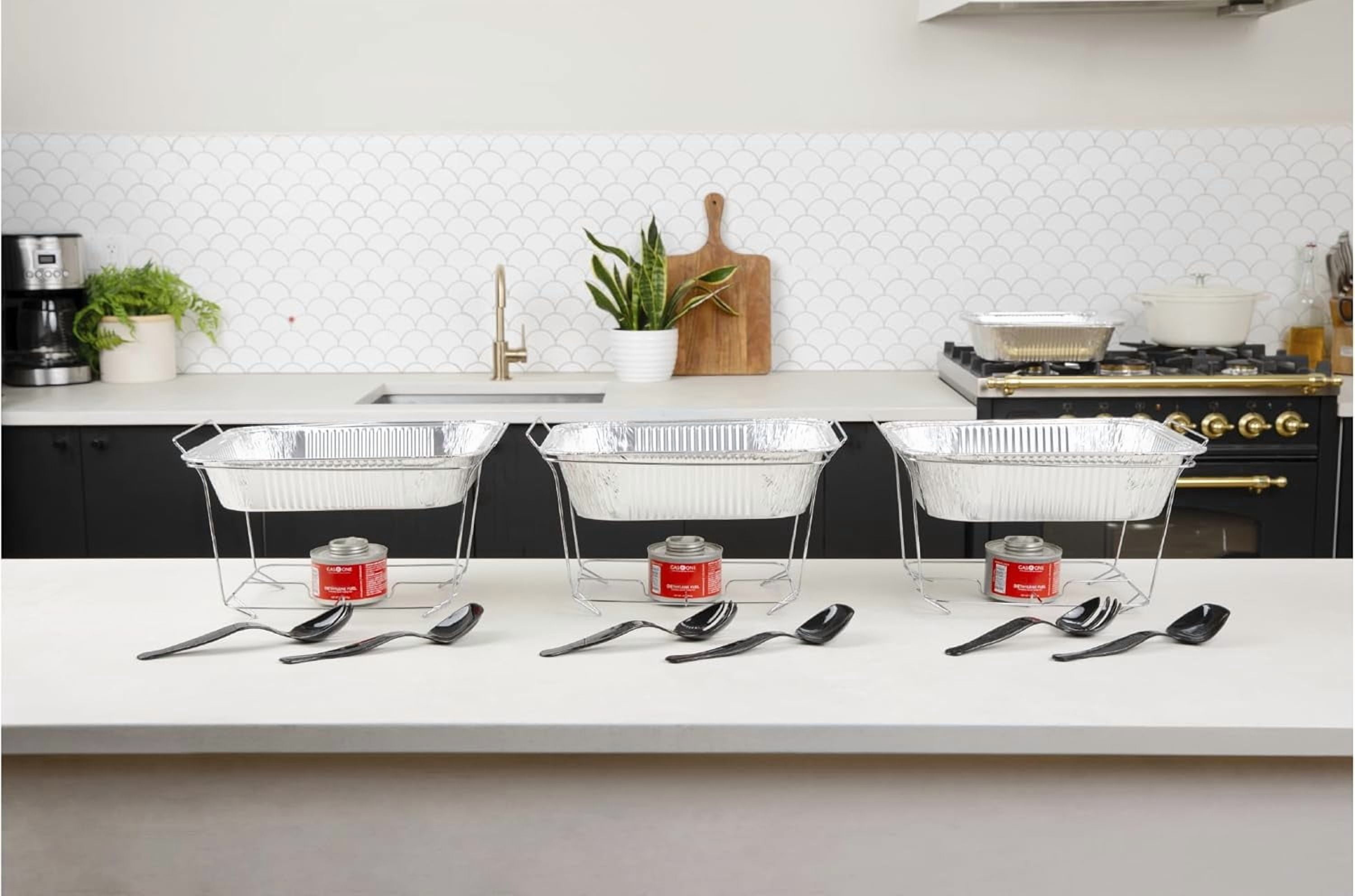 ALPHA LIVING Disposable Chafing Dish Buffet Set, Food Warmers for Parties, Fuel Cans Complete