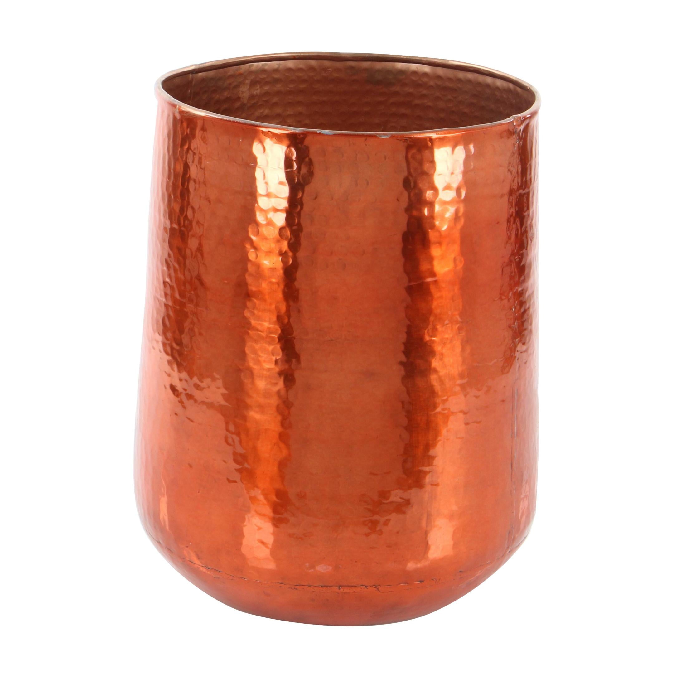 DecMode Copper Aluminum Metal Large Hammered Indoor Outdoor Planter, Set of 3 21", 16", 13"H