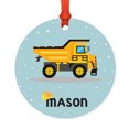 thumbnail image 1 of Koyal Wholesale Personalized  Metal Christmas Ornament, Yellow Construction Truck Dump Truck, 1-Pack, 1 of 3