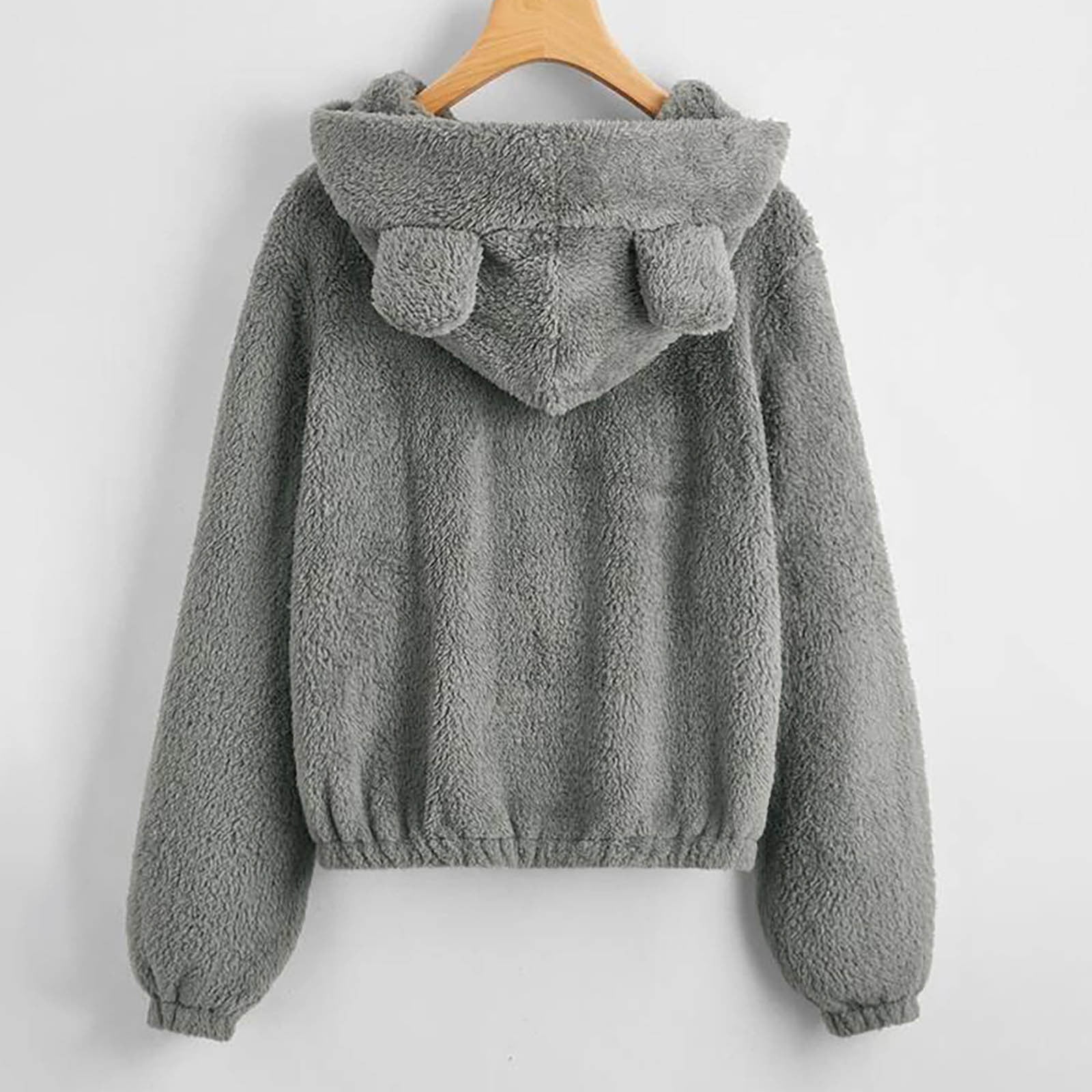 Toddler Girl Letter Embroidered Pocket Design Fuzzy Teddy Fleece Hoodie Sweatshirt