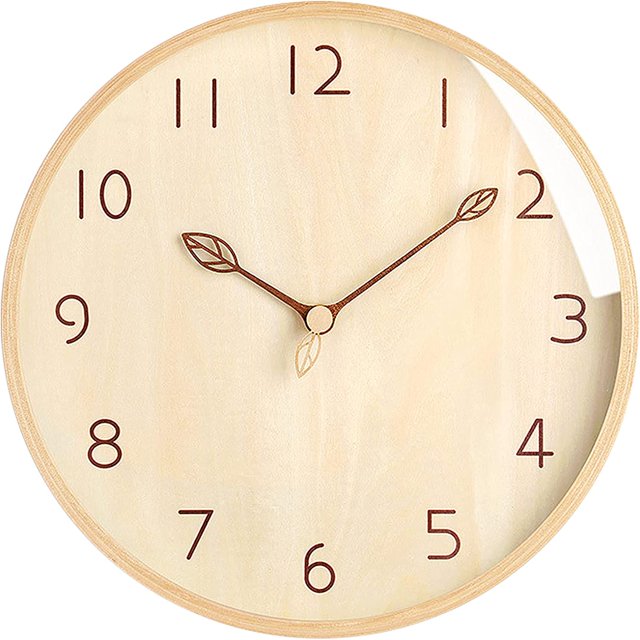 Reloj de pared de madera natural maciza Reloj de madera de 12 pulgadas Movimiento silencioso Tictac silencioso Péndulo de pared Estilo moderno Sala de estar simple Dormitorio Cocina kaili Sencillez