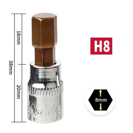 

BAMILL 1Pc Hex Head Screwdriver Bit 1/4 Inch Drive Socket Hand Tools H3 H4 H5 H6 H7 H8