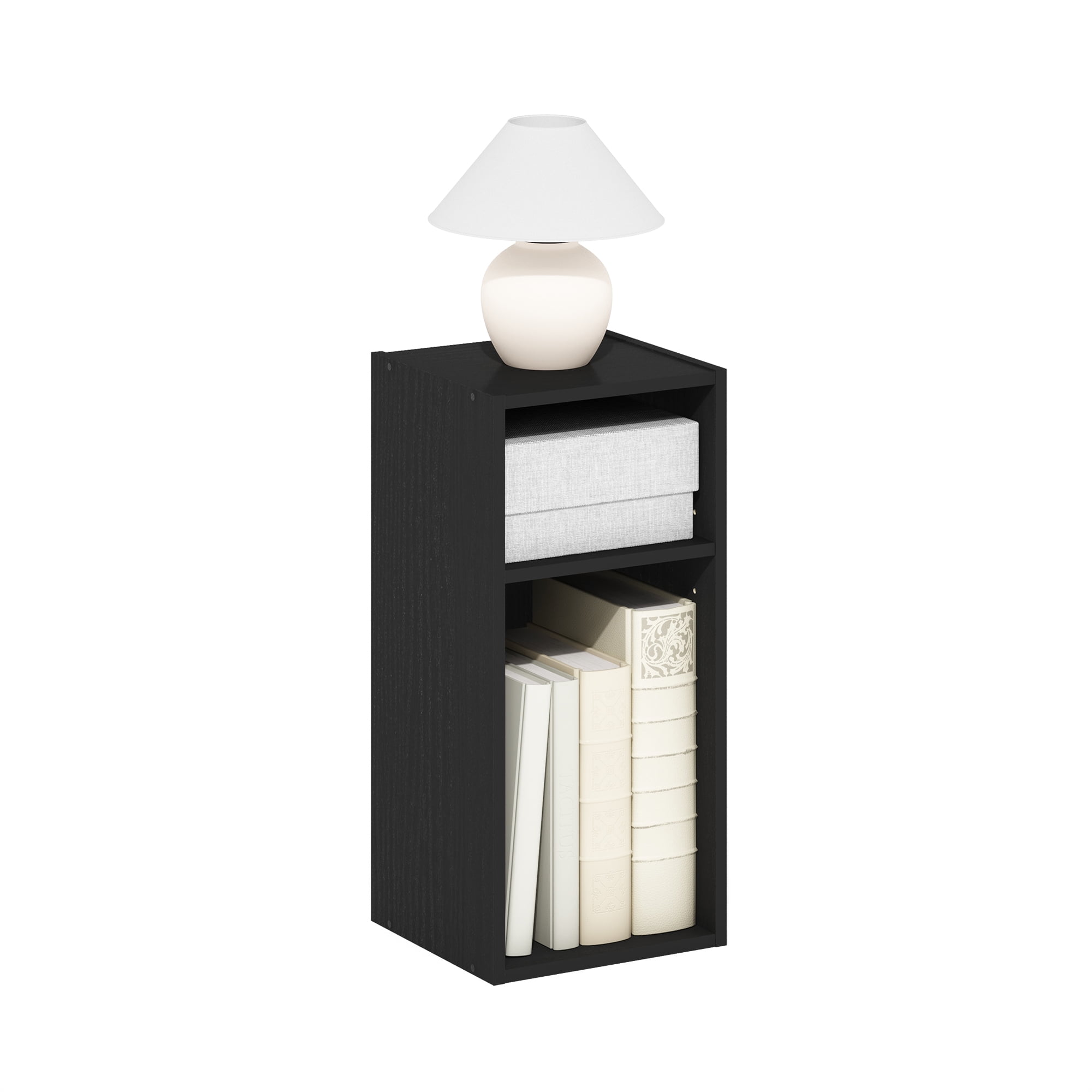 Furinno Fulda 2-Tier Space Saving Storage Shelf Bookcase, 10-Inch Width, Blackwood