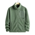 thumbnail image 2 of safuny Men's Jackets Casual Activewear Fuzzy Outwear Stand Collar Zipper Sweatshirts Cotton Loose Fleece Shirts Coat Big&Tall Fashion Long Sleeve Sports Tops Fall Winter Green L, 2 of 3