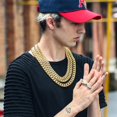 thumbnail image 6 of Mens Heavy Miami Cuban Link Chain Choker 14k Gold Plated Hip Hop Thick Stainless Steel 8mm/10mm/12mm/14mm/16mm Necklace/Bracelet, 6 of 7