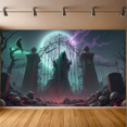 thumbnail image 3 of Gothic Design Halloween Banner Grim Reaper Decoration Spooky Theme Moonlit Backdrop for Horror Parties Haunted Houses Themed Events, 3 of 5