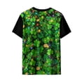 thumbnail image 7 of LEKWK St Patricks Day Tops for Women Neon Suit Lights Print Graphic Tees Crew Neck Party Tops 3D Coin Pattern Festival Wear, 7 of 7