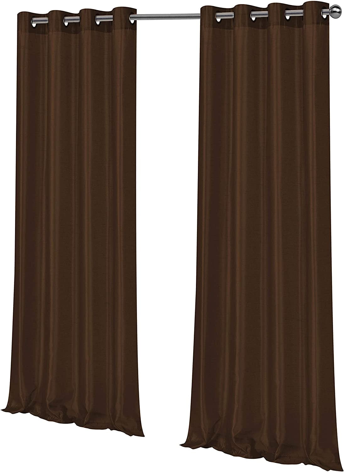2 Pack: Regal Home Collections Ultra Luxurious Semi Sheer Shimmer Grommet Top Curtain Panels - Chocolate Brown