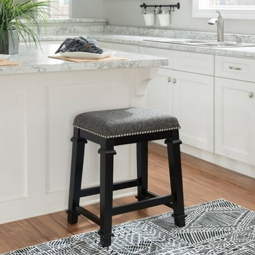 Linon Mayfair Black and White Tweed Backless Counter Stool