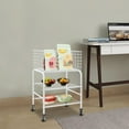 thumbnail image 3 of Wire Rolling Laundry Baskets with Wheels, 3 Tier Garment Storage Cart,  Wire Laundry Cart, 66lbs Load Capacity, Garment Metal Rack for Clothes Wash and Dry Sort (White), 3 of 16