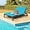 Turquoise, variant on DORTALA 2-Person Patio Rattan Recliner Chair W/Wheels, Double Wicker Daybed Chaise Lounge Chair with Adjustable Backrest, Outdoor Furniture Conversation Set for Garden Lawn, Turquoise