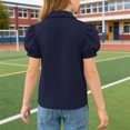 thumbnail image 4 of YNGKMEA Uniform Polo Shirts for Girls Short Sleeve Peter Pan Collar School Uniform Shirts Kids Cute Puff Sleeve Polo Shirt, 4 of 6