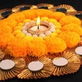 Handmade Round Yellow Rangoli Mat Vibrant Decorative Accent for Festivals Special Occasions for