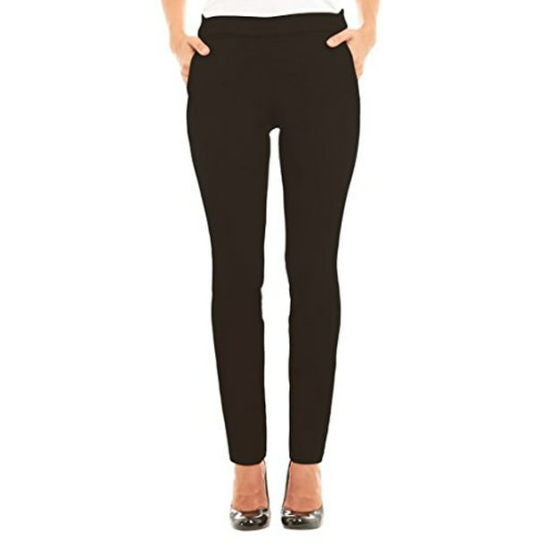 Velucci - Womens Straight Leg Stretch Pants with Pockets, Black-XL ...