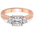 thumbnail image 5 of IGI Certified 4 Carat Cushion Shape Lab Grown Diamond Engagement Ring | 14K Rose Gold | Valencia Three Stone Vintage Diamond Ring | FG-VS1-VS2 Quality Friendly Diamonds, 5 of 7