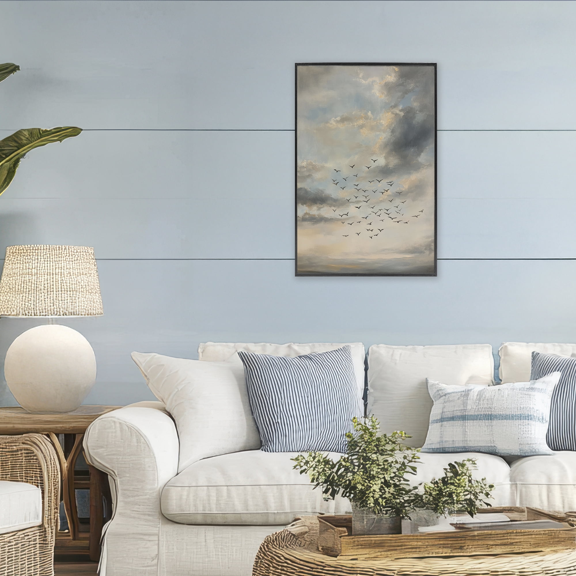 Stupell Industries Birds in the Clouds at Dusk Black Framed Giclee Art, design by Petal Prints Design