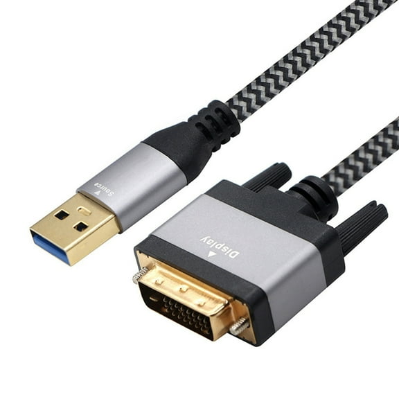 USB3.0 To DVI Male Video Cable 5Gbps Data Transfer 1920x1200 Resolution for PC