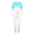 thumbnail image 5 of Scyoekwg Two Piece Sets for Women Fall Outfits Sweatsuit Loose Color Block Crewneck Long Sleeve Pullover Drawstring Jogger Pants Sports Outfits Fashion Casual Tracksuit Set (Light Blue,XXL), 5 of 5