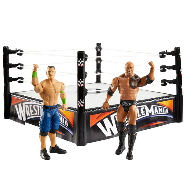 Wwe Wrestlemania Xxviii Ring John Cena Vs The Rock Action Figure Set Walmart Com