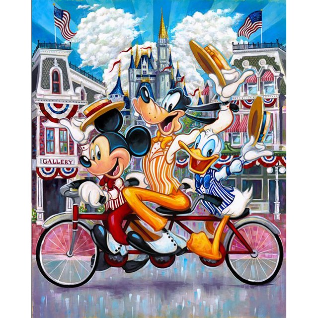 Pintura de diamante 5D DIY taladro redondo completo pato Donald Wdftyju decoración del hogar 40x50cm
