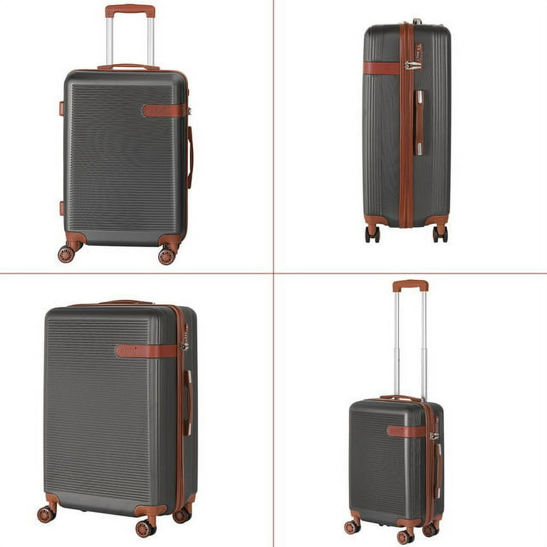 Hikolayae 3 Piece Hard Shell Spinner Luggage Set - Gray, TSA Lock