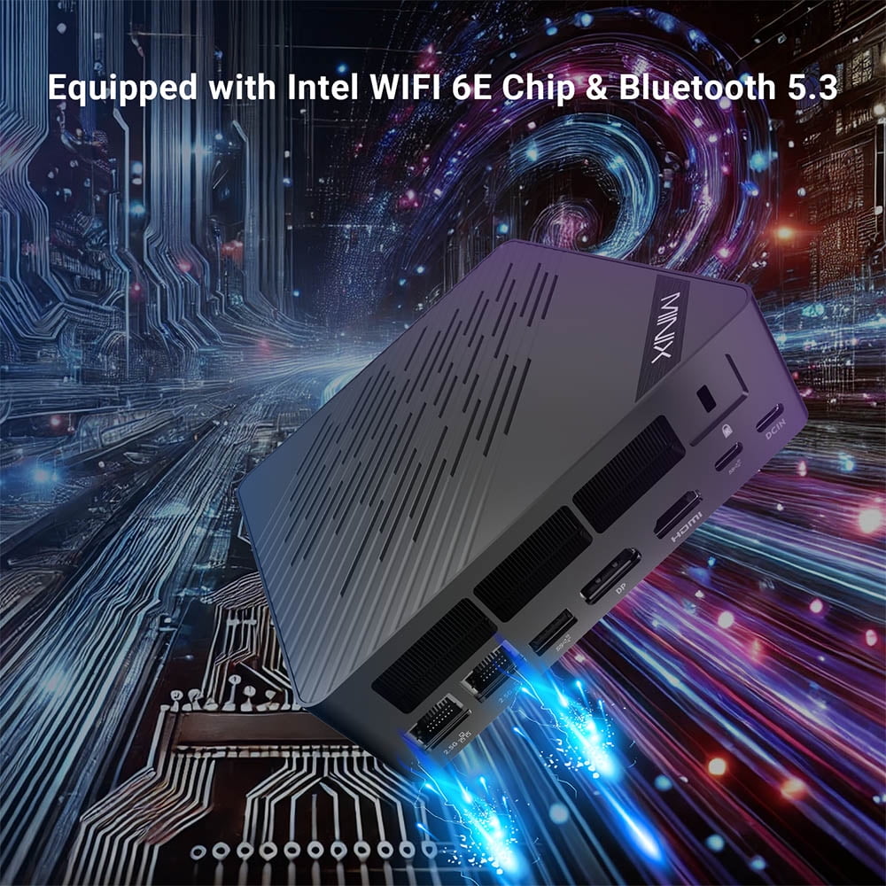 Mini PC with Intel Core Ultra 5-125H, 16GB DDR5 RAM, 512GB SSD, 4K Triple Display Support, 2.5G Dual LAN, WiFi 6E, and USB 3.2 Ports MINIX Elite EU512-AI