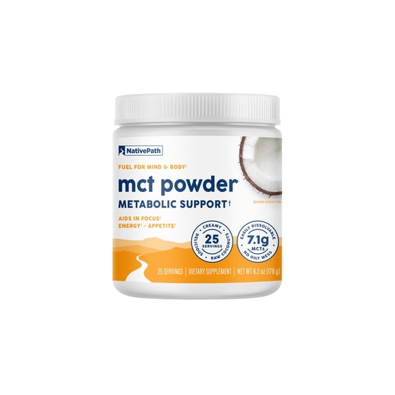 NativePath MCT Oil Powder, Coconut C8 C10, Unflavored Keto, 25 Servings
