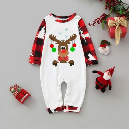 

Christmas Baby Matching Family Pajamas Sets Christmas PJ s With Print And Plaid Printed Long Sleeve Tee And Bottom Loungewear