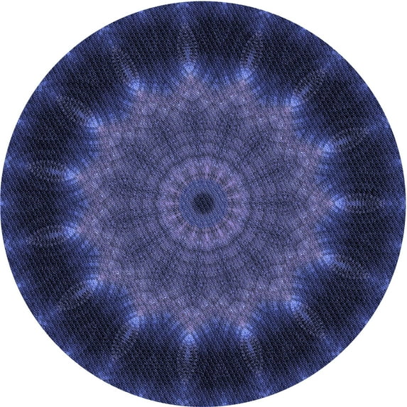 Ahgly Company Indoor Round Patterned Royal Blue Area Rugs, 8' Round