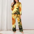 thumbnail image 2 of Kdxio Golden Sunflower In Field Women's Pajama Sets Long Sleeve Button Down Sleepwear Nightwear Soft Pjs Lounge Sets-Large, 2 of 7