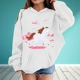 thumbnail image 2 of Toddler Girls Hoodies Sweatshirts Winter Warm Cartoon White Horse Print Kids Pullover Hoodie With Drawstring Pocket Long Sleeve Ranch Clothing White Size 2-3T, 2 of 4