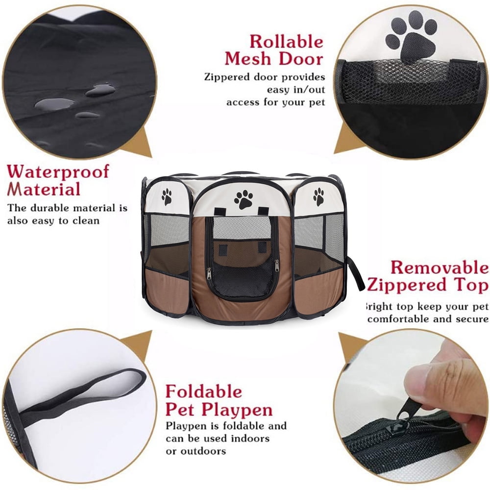 axGear Portable Pet Playpen Foldable Dog Cat Playpen Camping Tent Kennel Crate