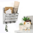 thumbnail image 6 of Oumilen Wood Wall Mount Mail & Key Holder Organizer with 3 Key Hooks, Rustic White Gray, 6 of 7