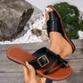 thumbnail image 2 of Women's Thong Flat Sandals Toe Loop Design Casual Summer Shoes with Adjustable Buckle Strap Retro Beach Sandals Non Slip Comfortable Walking Sandals for Women Plus Size Available, 2 of 10