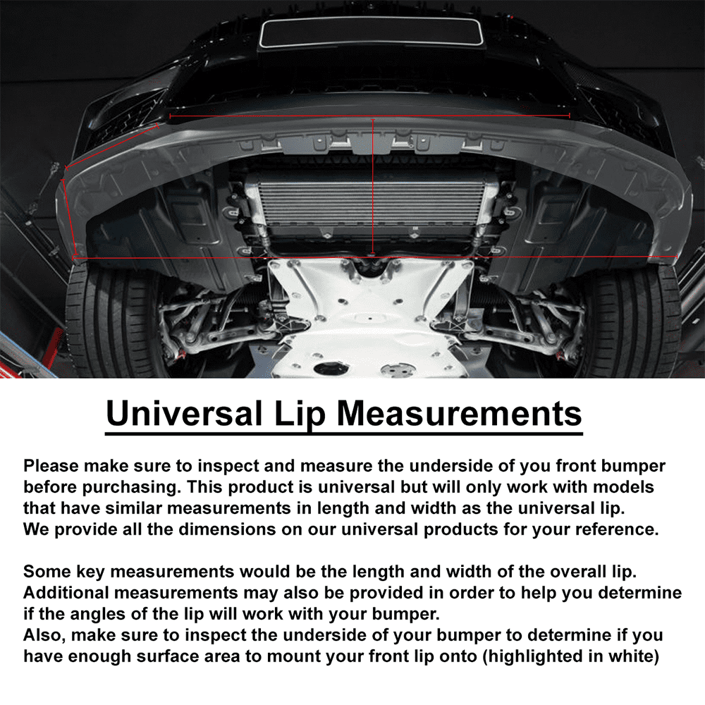 Ikon Motorsports Unadjustable Front Bumper Lip Splitter Fits 59" - 65'' Width Car 3PC PP Carbon Fiber Print