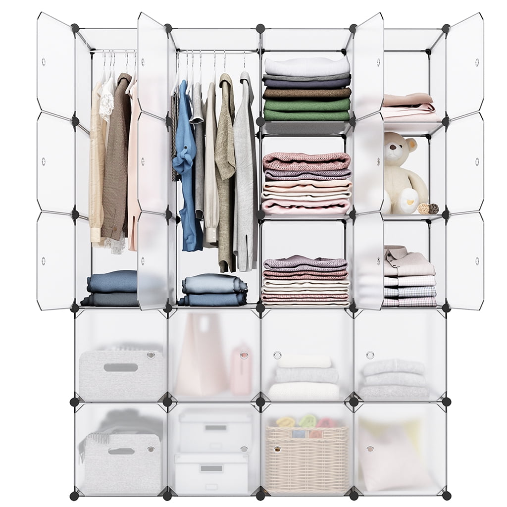 20 Cube Organizer Stackable Plastic, Plastic Storage Shelves With Doors