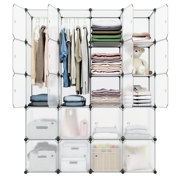 20 Cube Organizer Stackable Plastic, White Plastic Shelves For Closet