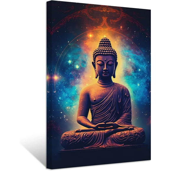 ZHONGYUTONG Buddha Wall Art Colorful Buddha Statue Paintings Zen Pictures Spa Canvas Prints for Yoga Meditation Spiritual Buddhism Prayer Room Framed (20.00" x 30.00")