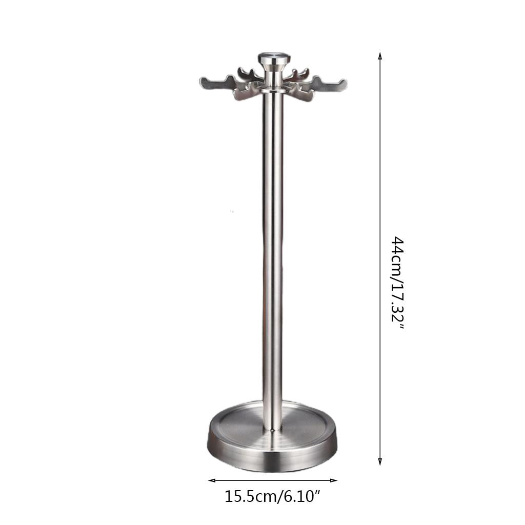 SDFGTstore Stainless Steel Kitchen Utensil Holder Organizer 360 Degree Rotating Carousel with 6 Hooks for Hanging Spoons