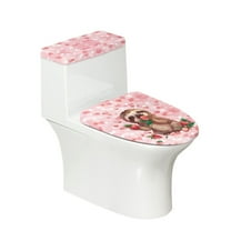ZIATUBLE Sloth Toilet Tank Cover Set Strawberry Toilet Lid Cover Set Round 2 Piece Set with Toilet Lid Cover Machine Washable Seat Covers Fits Most Toilet Tanks and Lids Home Decor