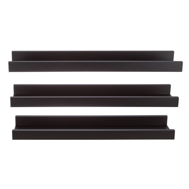 Pemberly Row Modern Edge Frame Ledge Set of 3 Black Engineered Wood