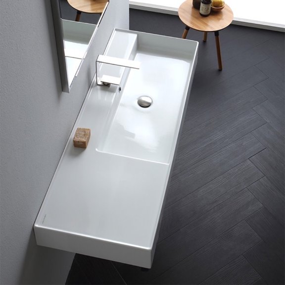 Nameeks Scarabeo 5122-One Hole Scarabeo Teorema 2.0 48" Rectangular Ceramic Vessel Or Wall
