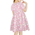thumbnail image 3 of Yuyamidu Rainbow A Line Girls Dresses Spring Summer Going Out Playwear for Kids 9-10 Years Old Floral Short Sleeve Princess Dress Birthday Gifts Pink Skater Dress, 3 of 6
